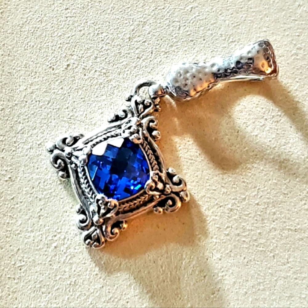 925‎ Sterling Silver Lab Grown Sapphire Pendant
